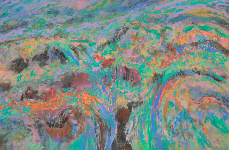 Fall, Old Nogales #3 is an original oil on canvas painting measuring 24 × 36 inches, completed in 2016 by American Expressionist Landscape painter Bud Holman.