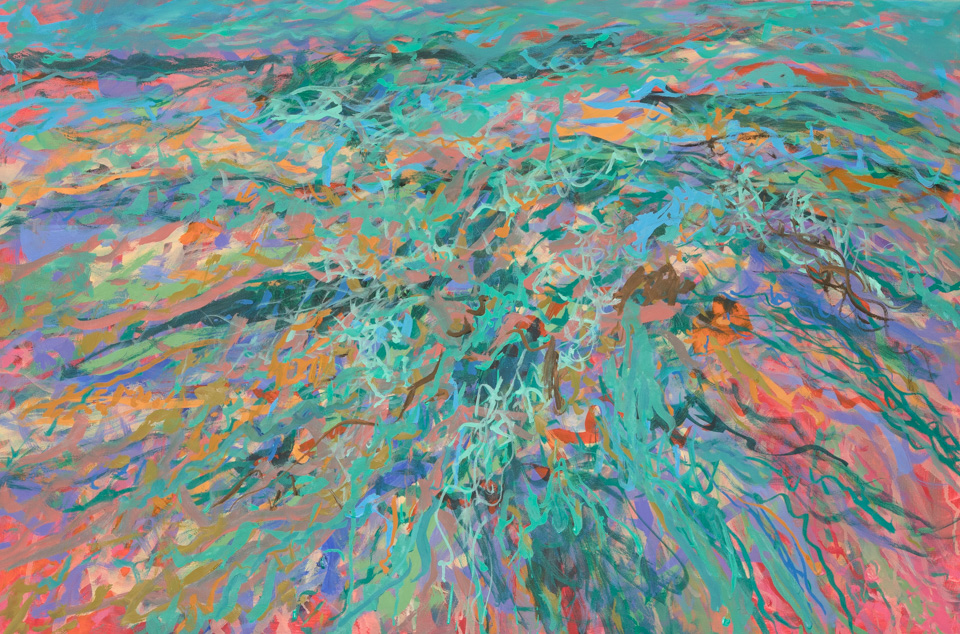 Rio Rico, AZ #12 is an original oil on canvas painting measuring 24 × 36 inches, completed in 2018 by American Expressionist Landscape painter Bud Holman.