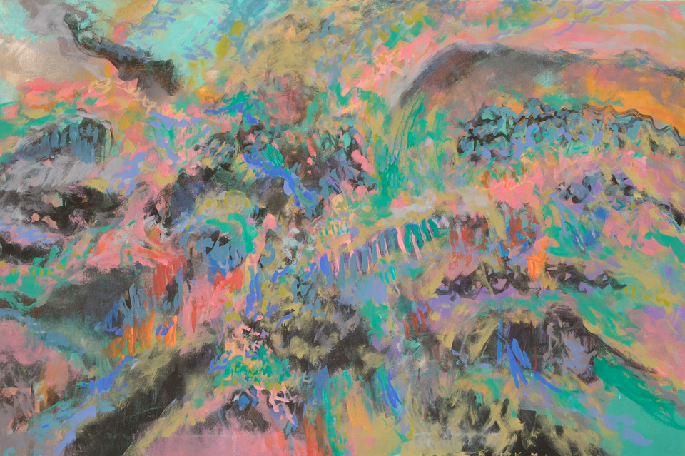 Summer, Old Nogales #3 is an original oil on canvas painting measuring 24 × 36 inches, completed in 2016 by American Expressionist Landscape painter Bud Holman.