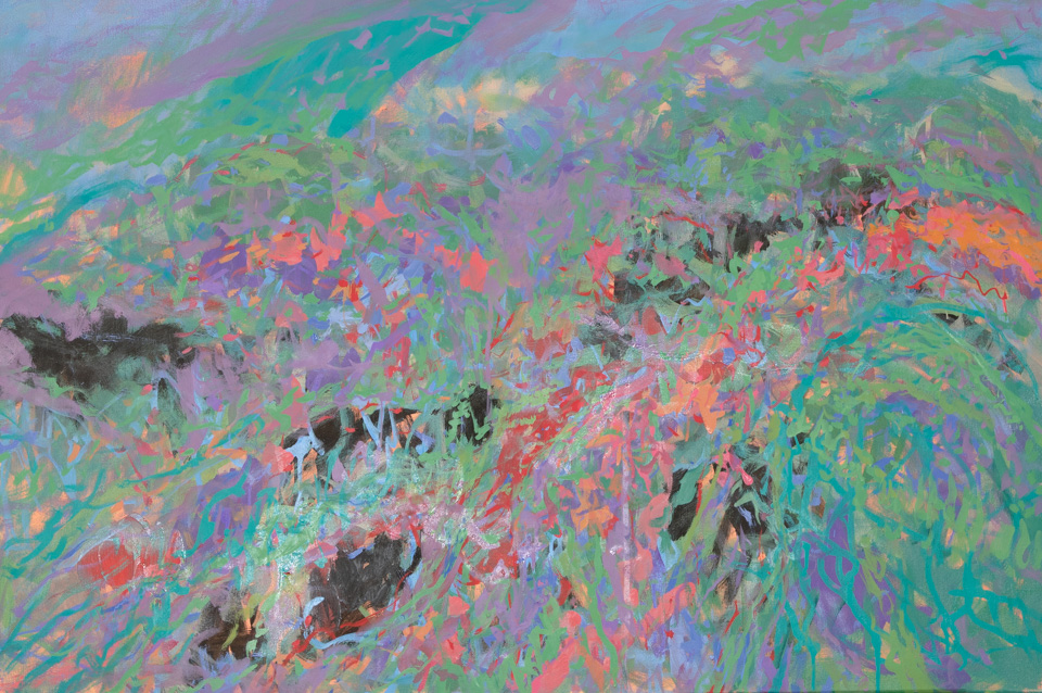 Fall, Old Nogales #5 is an original oil on canvas painting measuring 24 × 36 inches, completed in 2016 by American Expressionist Landscape painter Bud Holman.