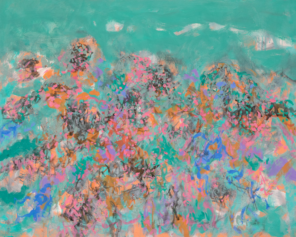 Nogales #1 is an original oil on canvas painting measuring 24 × 36 inches, completed in 2015 by American Expressionist Landscape painter Bud Holman.