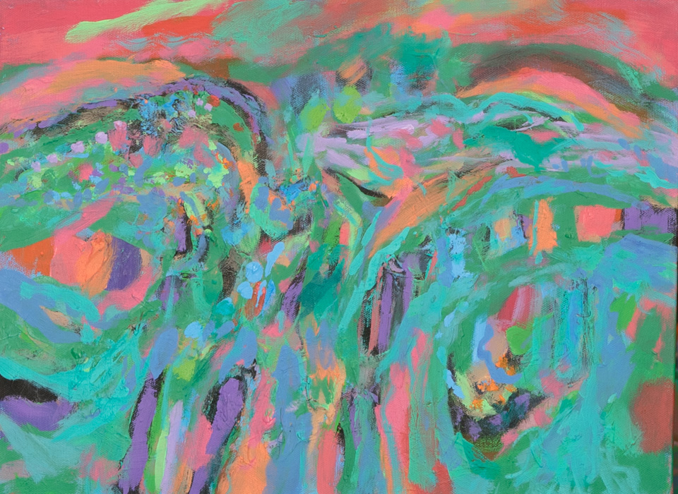 Rancho Kickapoo #7 is an original oil on canvas painting measuring 12 × 16 inches, completed in 2015 by American Expressionist Landscape painter Bud Holman.