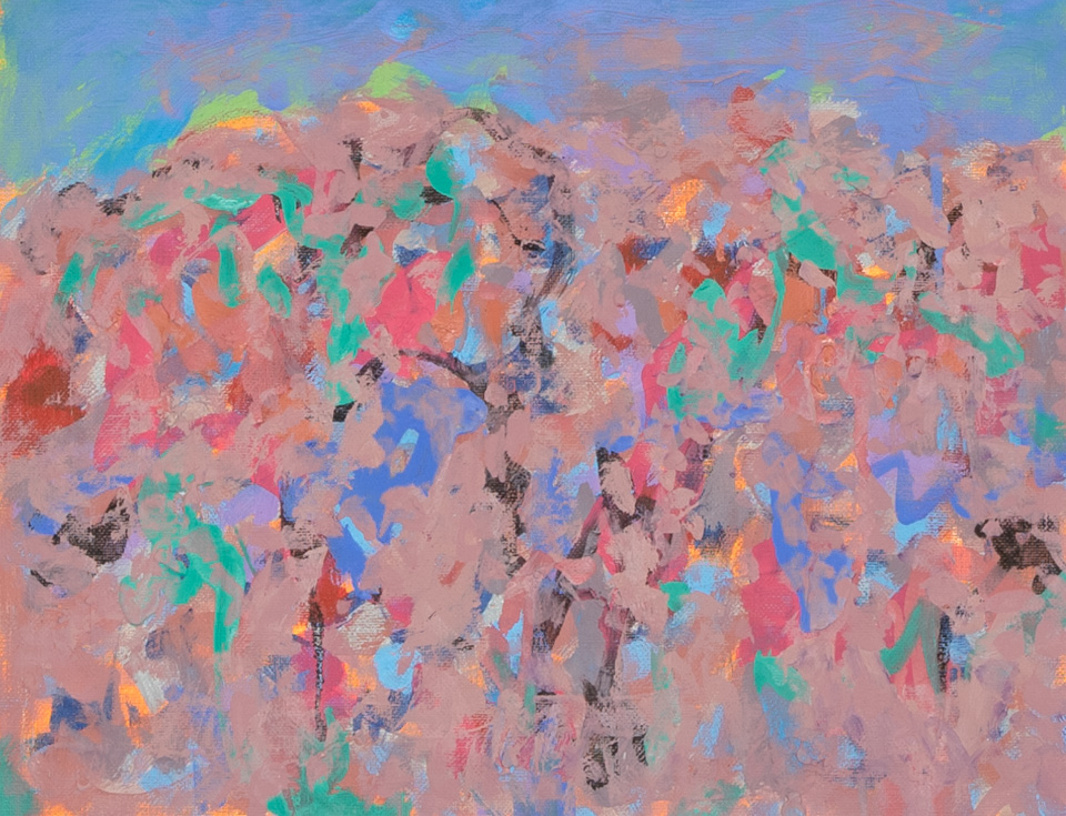 Nogales #25 is an original oil on panel painting measuring 11 × 14 inches, completed in 2009 by American Expressionist Landscape painter Bud Holman.