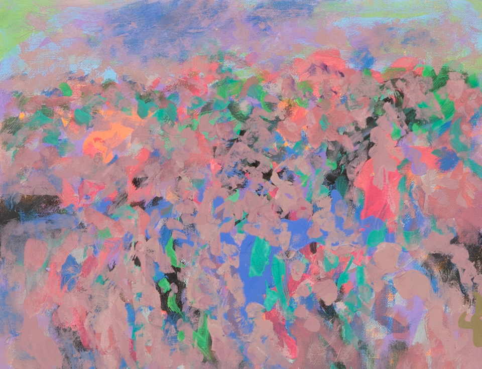 Nogales #27 is an original oil on panel painting measuring 11 × 14 inches, completed in 2009 by American Expressionist Landscape painter Bud Holman.