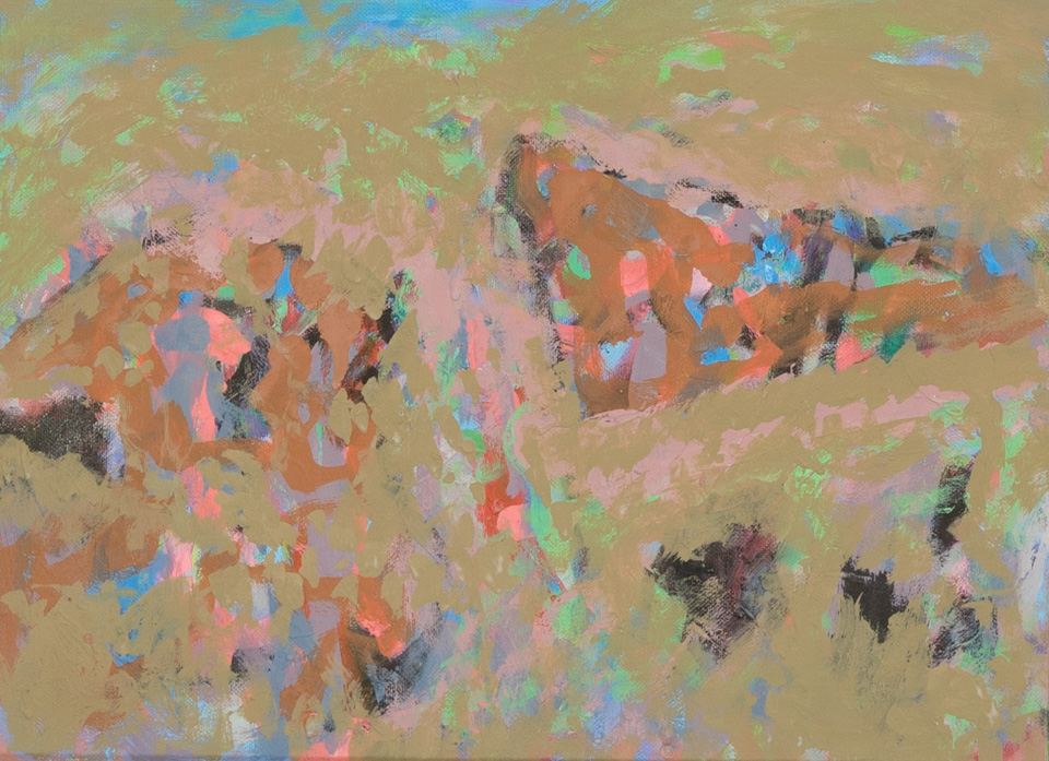 Nogales #30 is an original oil on panel painting measuring 12 × 16 inches, completed in 2009 by American Expressionist Landscape painter Bud Holman.