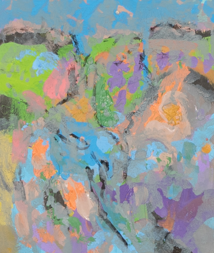 Morocco #5 is an original oil on masonite painting measuring 9 × 7.5 inches, completed in 2000 by American Expressionist Landscape painter Bud Holman.