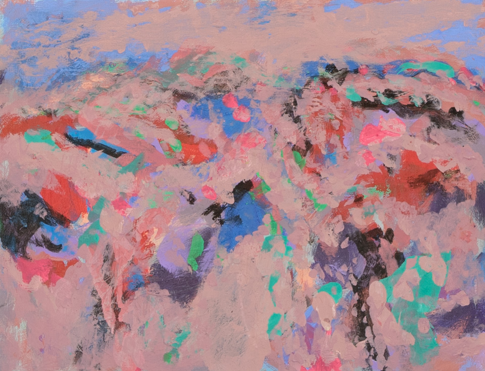 Morocco #17 is an original oil on panel painting measuring 11 × 14 inches, completed in 2002 by American Expressionist Landscape painter Bud Holman.