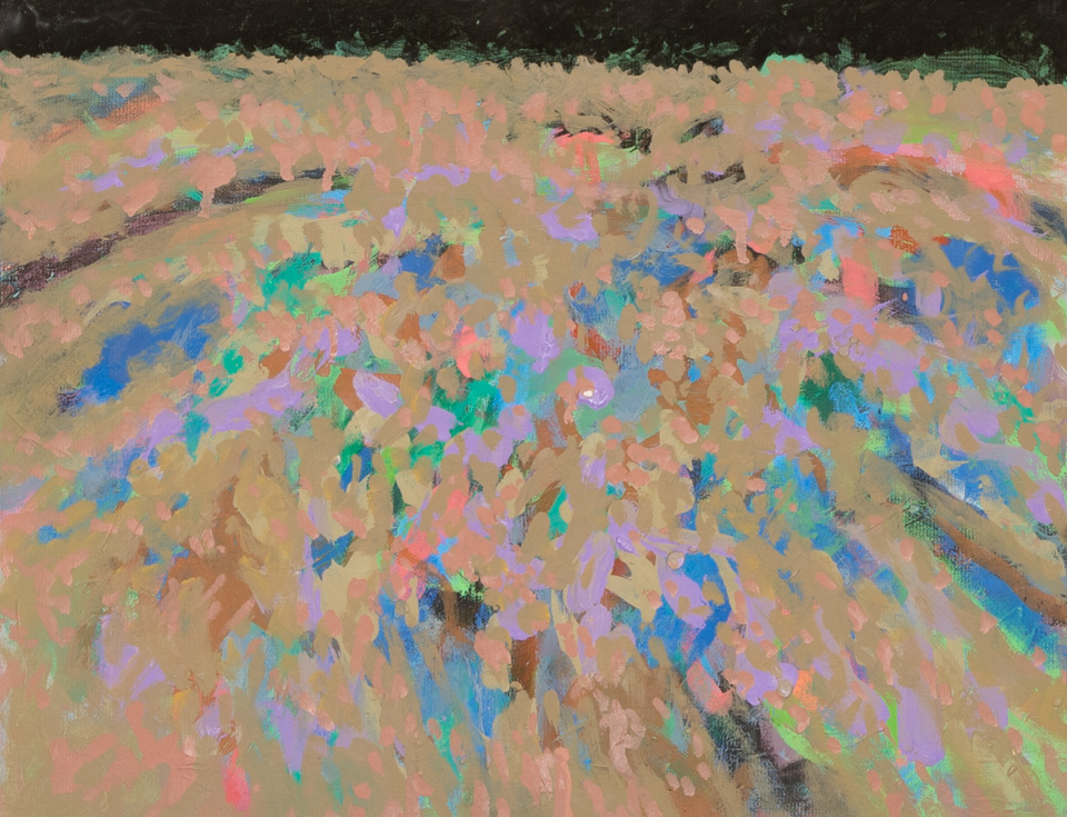 Nogales #56 is an original oil on panel painting measuring 14 × 18 inches, completed in 2007 by American Expressionist Landscape painter Bud Holman.