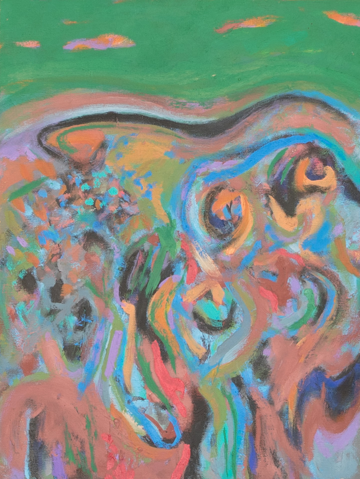 Nogales #67 is an original oil on canvas painting measuring 16 × 12 inches, completed in 2014 by American Expressionist Landscape painter Bud Holman.