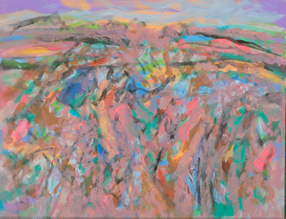 Nogales #78 is an original oil on panel painting measuring 14 × 18 inches, completed in 2007 by American Expressionist Landscape painter Bud Holman.