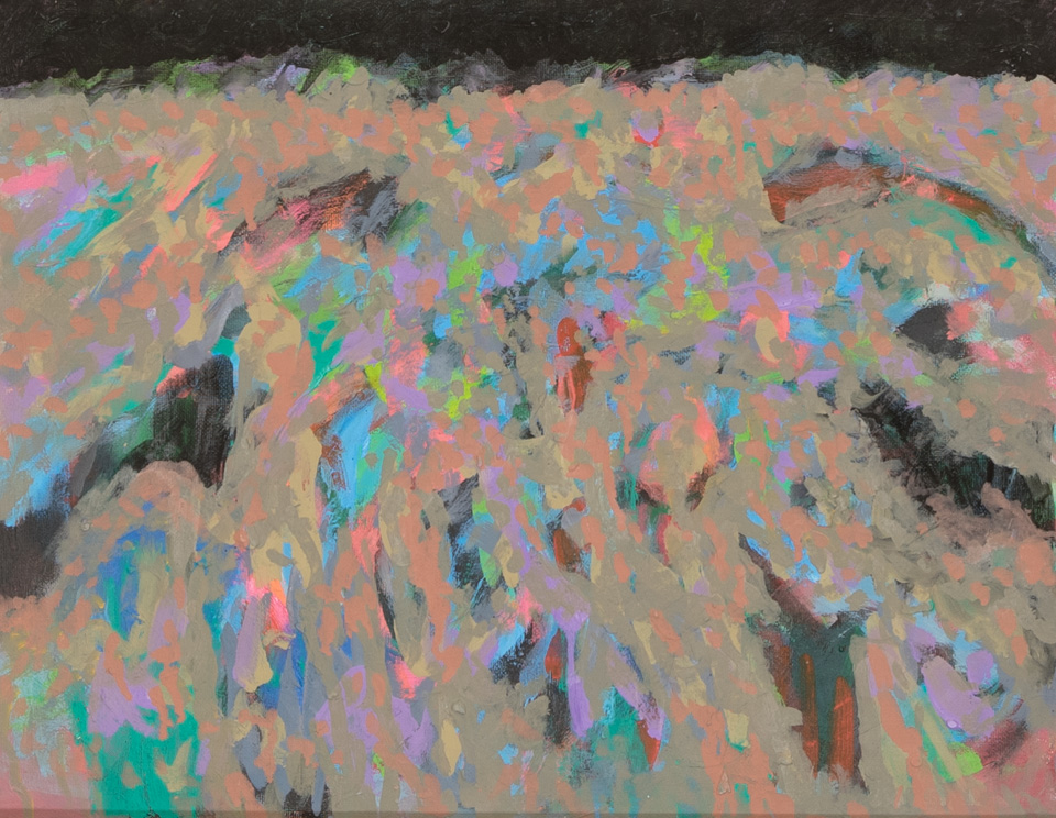 Nogales #76 is an original oil on panel painting measuring 14 × 18 inches, completed in 2007 by American Expressionist Landscape painter Bud Holman.