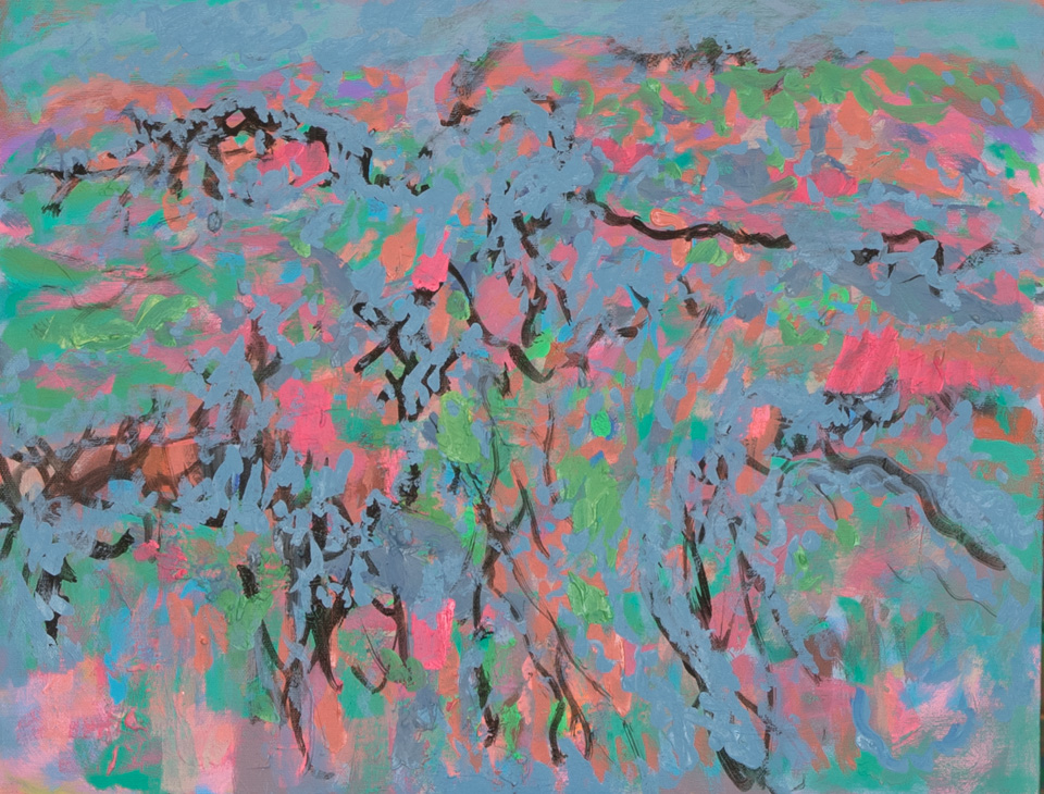 Morocco #35 is an original oil on canvas painting measuring 14 × 18 inches, completed in 2002 by American Expressionist Landscape painter Bud Holman.