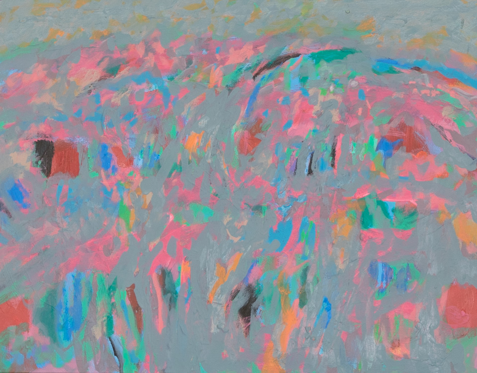 Nogales #102 is an original oil on canvas painting measuring 14 × 18 inches, completed in 2010 by American Expressionist Landscape painter Bud Holman.