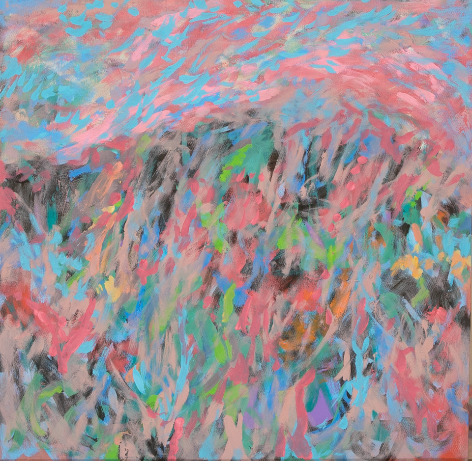Tucson #12 is an original oil on canvas painting measuring 18 × 18 inches, completed in 1997 by American Expressionist Landscape painter Bud Holman.