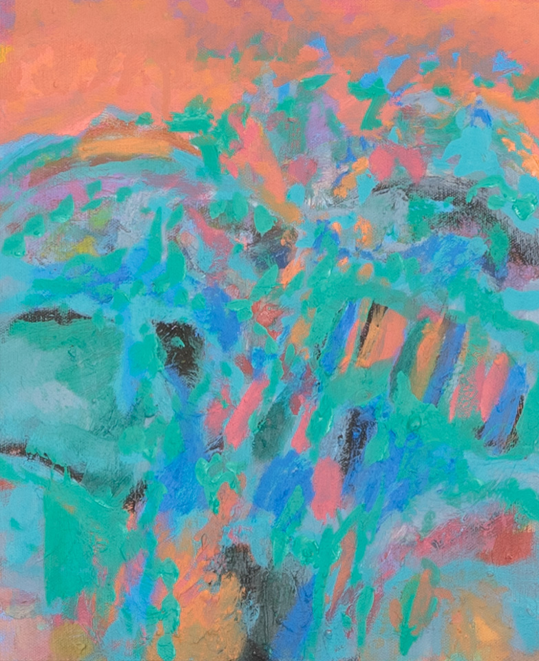 Nogales #164 is an original oil on canvas painting measuring 12 × 10 inches, completed in 2005 by American Expressionist Landscape painter Bud Holman.