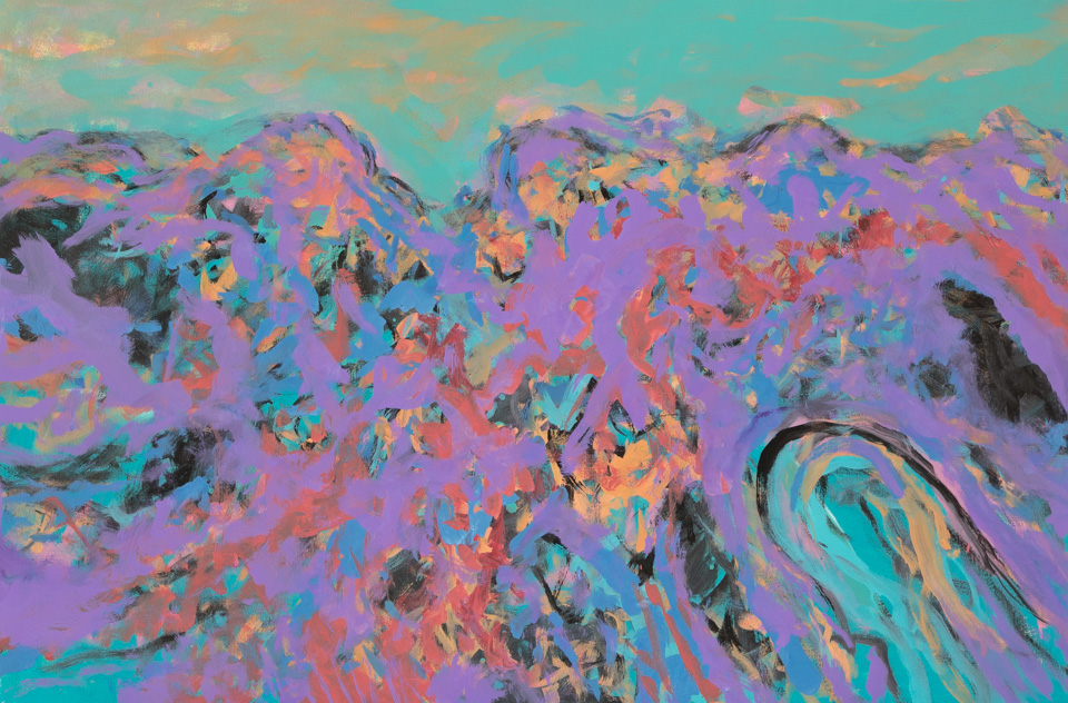 Ithaka 4 is an original oil on canvas painting measuring 24 × 30 inches, completed in 2015 by American Expressionist Landscape painter Bud Holman.