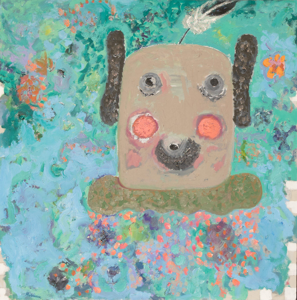 Mud Head is an original oil on canvas painting measuring 24 × 24 inches, completed in 1980 by American Expressionist Landscape painter Bud Holman.