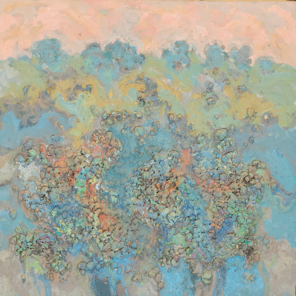 Sagaponak Dunes is an original oil on masonite painting measuring 20 × 20 inches, completed in 1968 by American Expressionist Landscape painter Bud Holman.