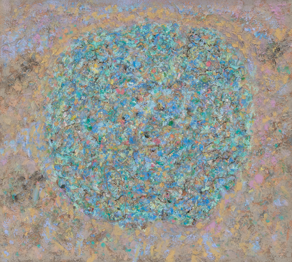 Stone #1 is an original mixed media painting measuring 18 × 20 inches, completed in 1975 by American Expressionist Landscape painter Bud Holman.