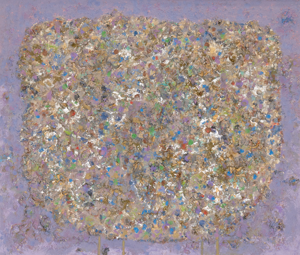 Stone #3 is an original oil on masonite painting measuring 22.5 × 26.5 inches, completed in 1978 by American Expressionist Landscape painter Bud Holman.