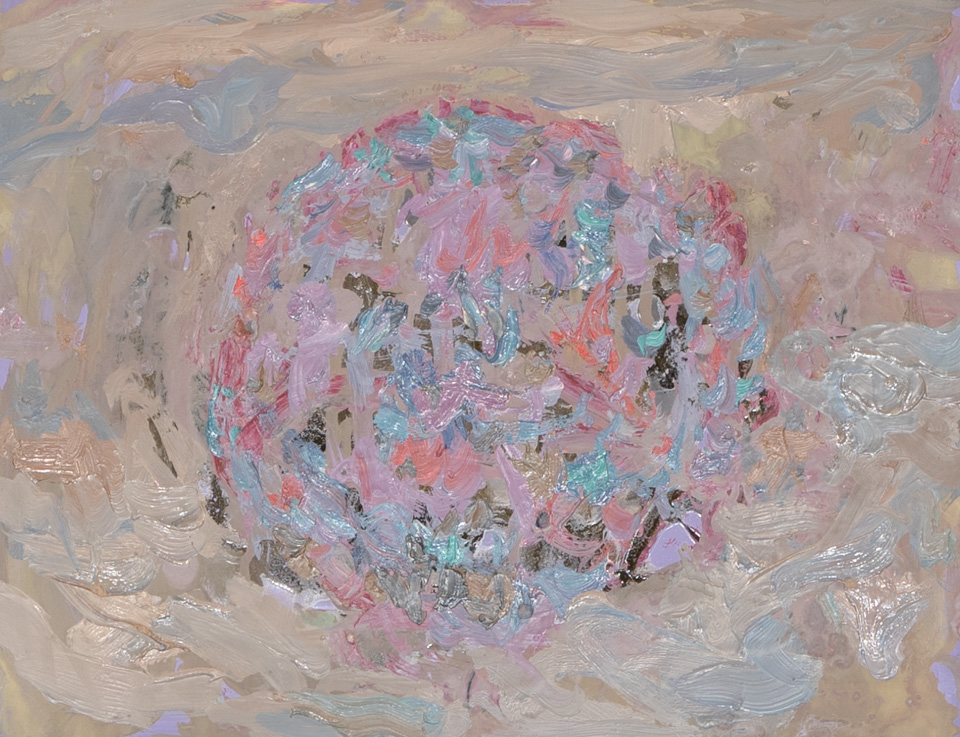 Mud Pie #42 is an original oil on masonite painting measuring 10 × 13 inches, completed in 1983 by American Expressionist Landscape painter Bud Holman.